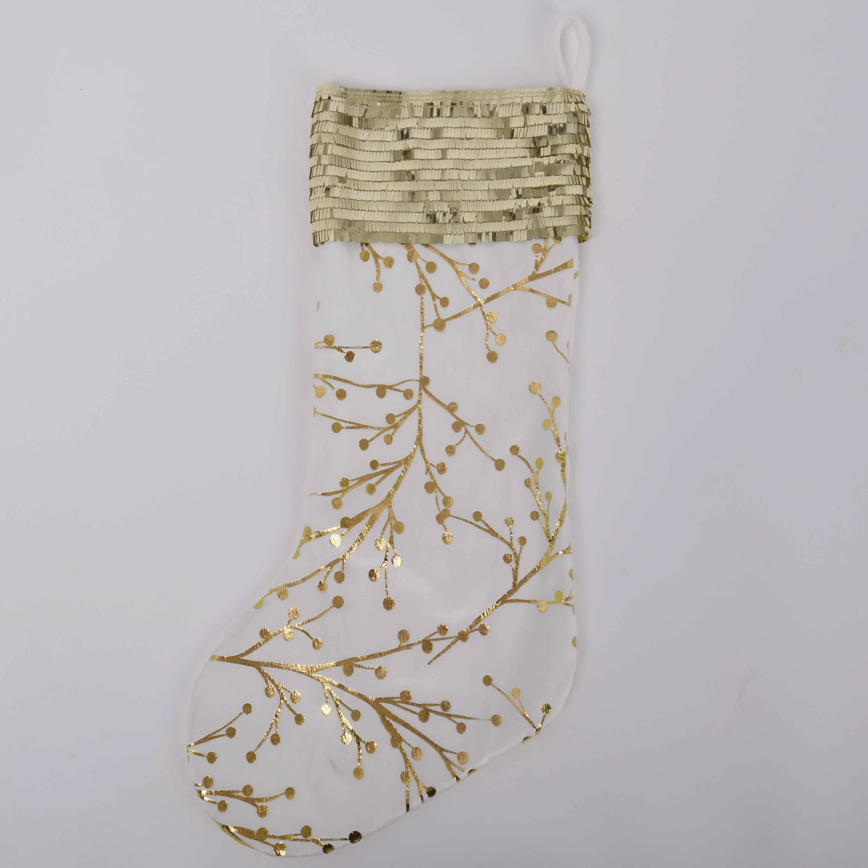 Free shipping Christmas stocking With Gided Bronzing plum Printed BlingBling decoration Sequin Cuff | Дом и сад
