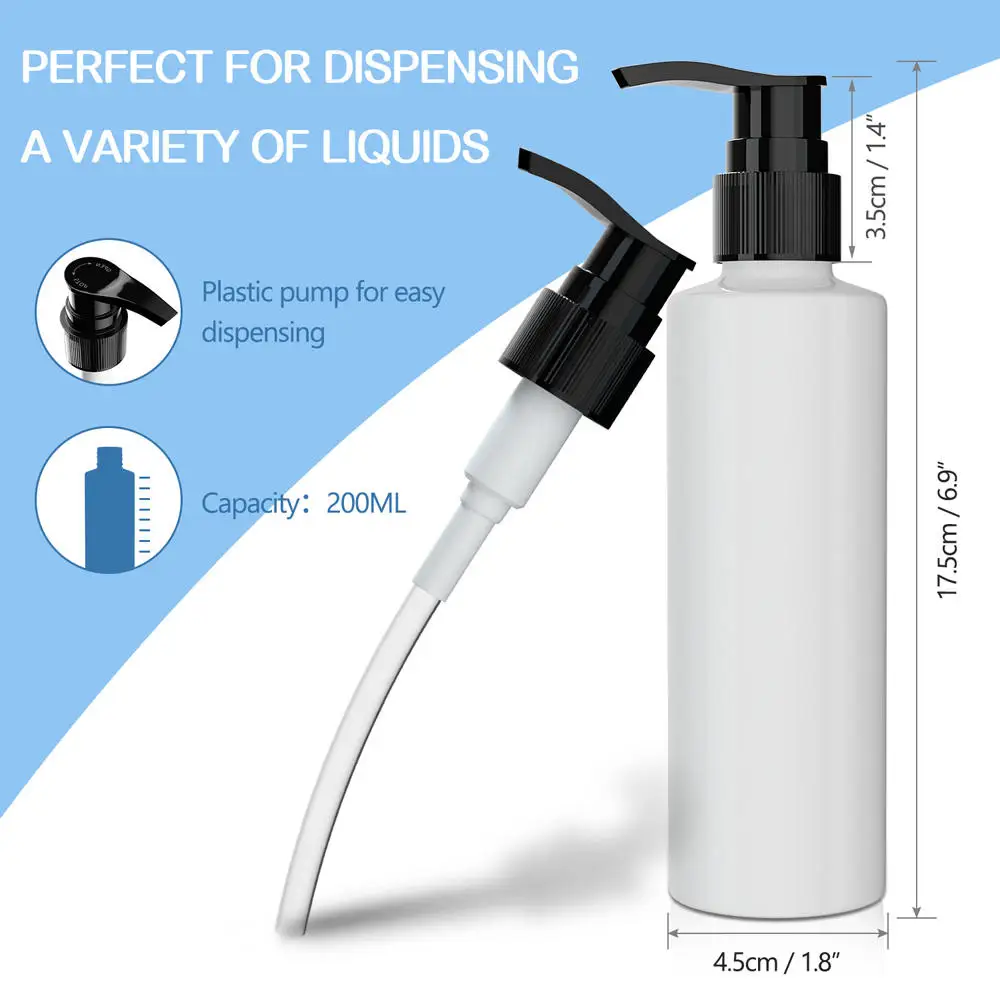 200ml Refillable Plastic Pump Dispenser Bottles For Lotion Massage Oil Shampoo Mousse Soap Empty Container Bpa/latex Free | Красота и