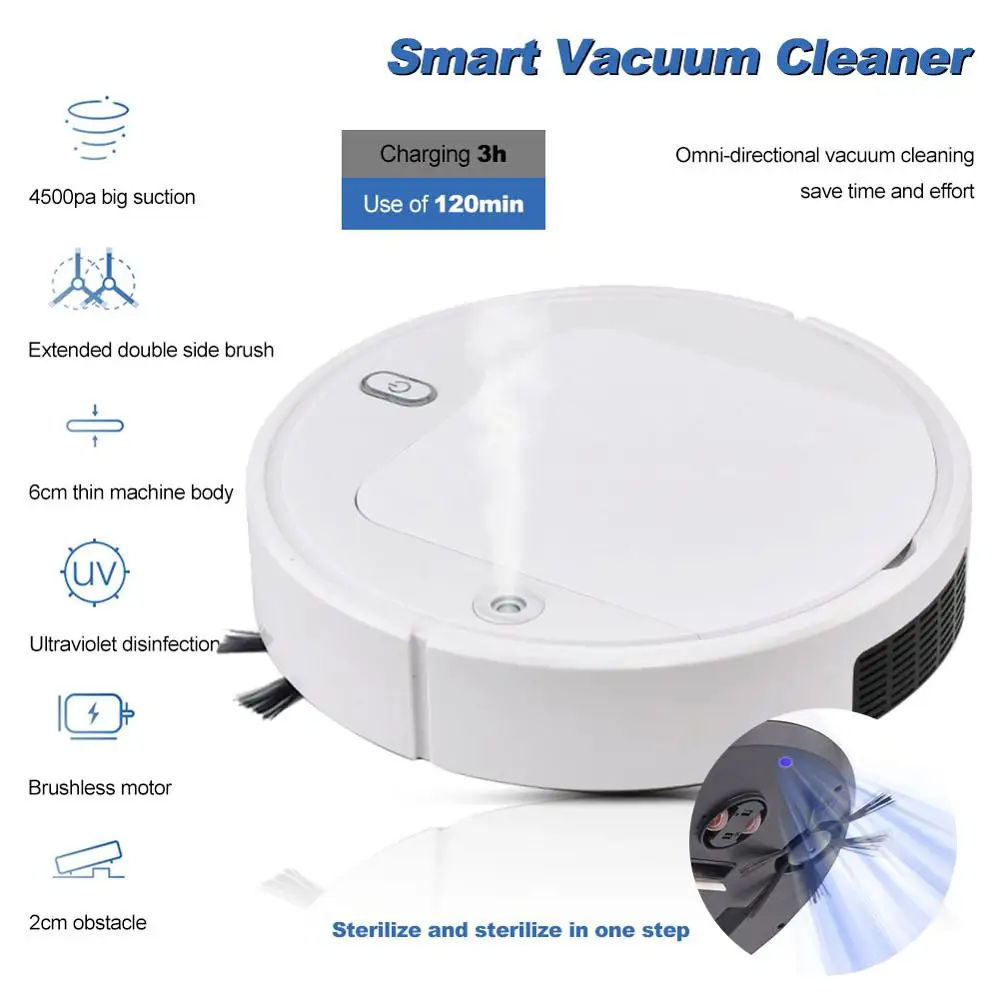 Smart Vacuum Cleaners Robot UV Disinfection Household Cleaning Sweeping Sterilizer Strong Suction Sweeper | Дом и сад