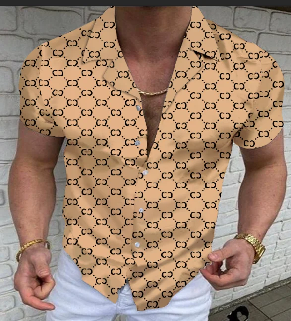 

Hot Sale 2021 Summer Printed Hawaiian inch Shirt European American Men's Clothing Casual Fashion Cardigan Short Sleeve Shirt Men