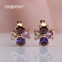 oujiaya new flower fashion drop earrings for women 585 rose gold color luxury jewelry gift natural zircon elegant earrings a123