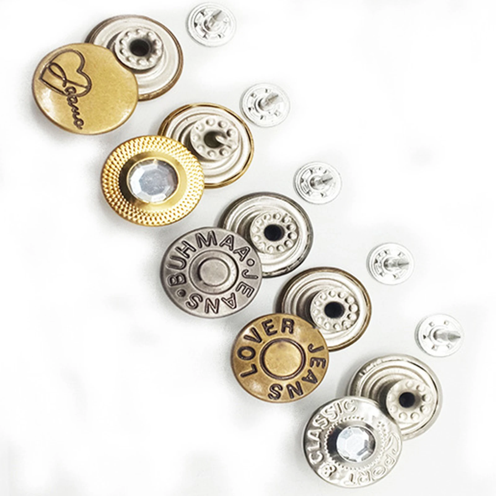 10-50pcs 17mm Detachable Jean Buttons Adjustable Leather Snap Reusable Metal Button Perfect Fit Universal Buckles No Sew Needed | Дом и сад