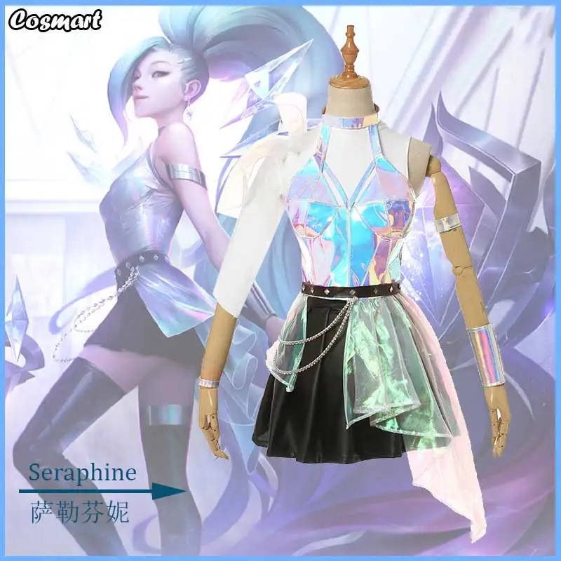 

Игра LOL кДа Seraphine изо всех сил костюм «SJ» платье для костюмированной вечеринки костюм на Хэллоуин наряд для вечеринки для девочек; Новинки дл...