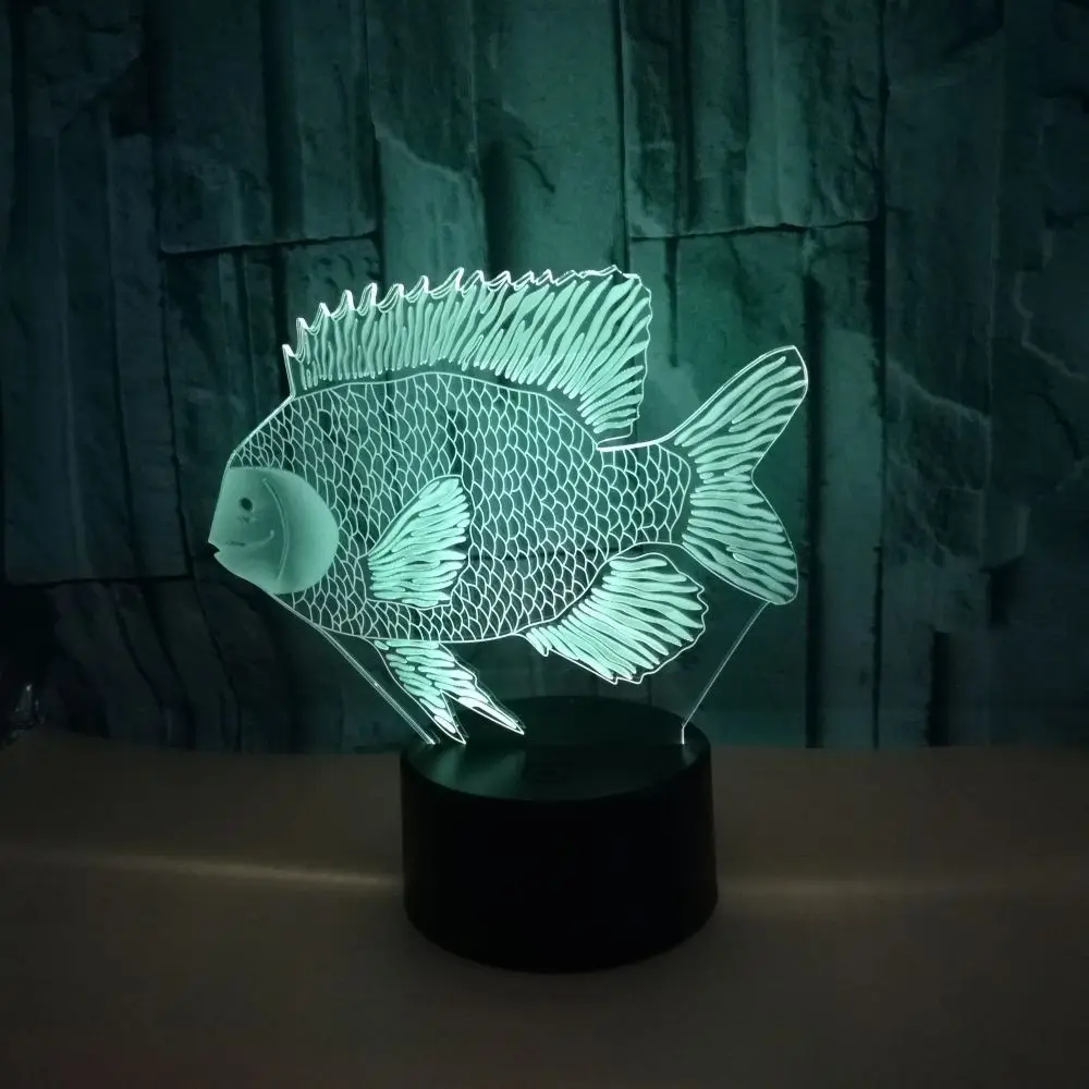 

Tilapia Mossambica LED RGB Night Light 7 Color Change Desk Light Action Figure PVC Kids Toys Brinquedos Christmas Gift
