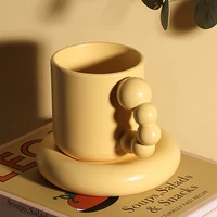 japanese ceramic mug cute coffee mugs and plate funny drinkware for tea beautiful black tea espresso cups office friends gifts 1