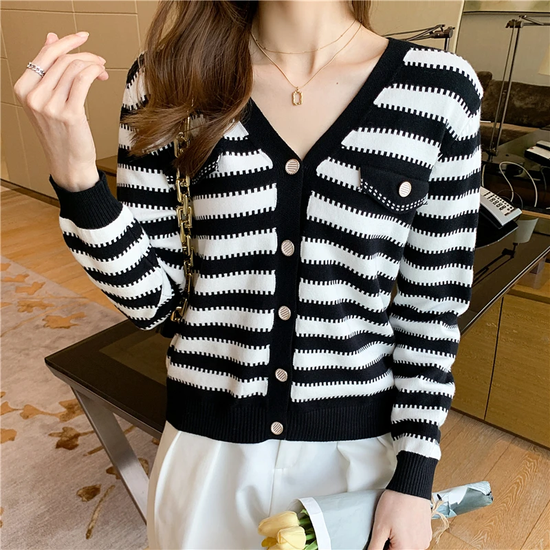 

BOBOKATEER Knitted Cardigan Haut Femme Elegant Sweter Damski Long Sleeve Kobieta Swetry V-Neck Sweaters Woman Tops Jersey Mujer