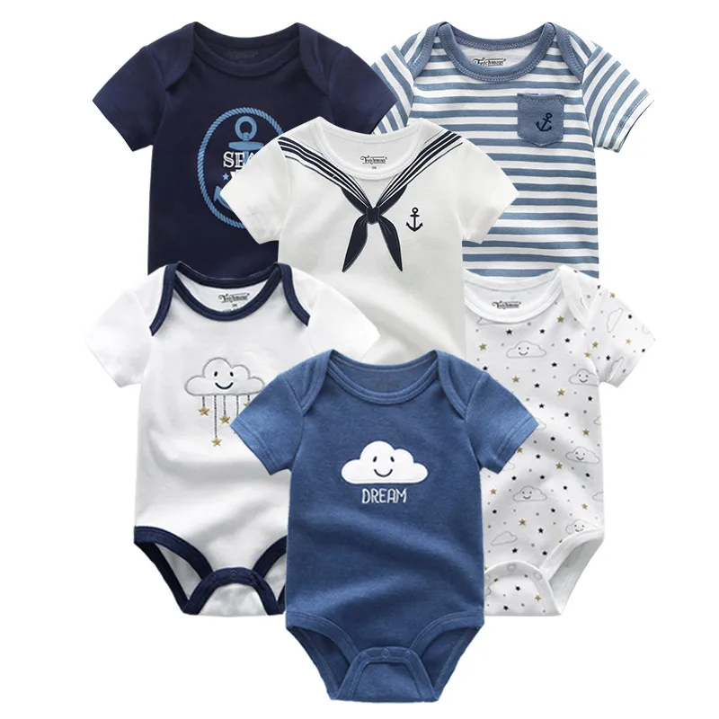 Летние комбинезоны унисекс для новорожденных 6 шт./лот одежда маленьких