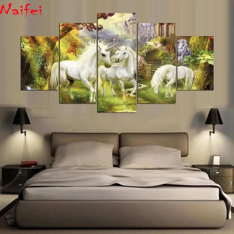 Алмазная 5d картина сделай сам с единорогом пейзажем алмазная вышивка животными