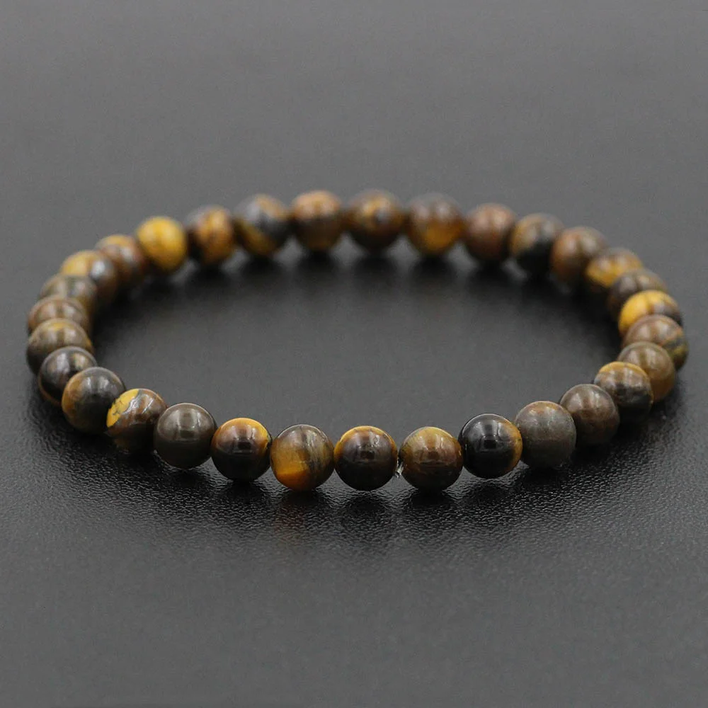 Мужской браслет из натурального камня минималистичный 4 мм 6 8 10 бусины тигровый
