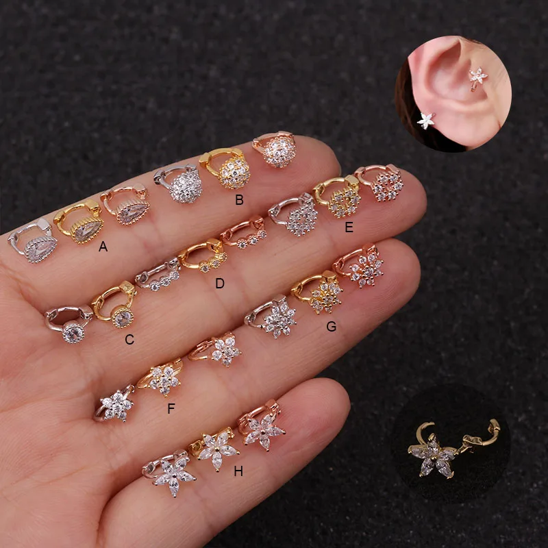 Серьга-кольцо Sellsets с фианитами для пирсинга ювелирные изделия ушной хрящ белого