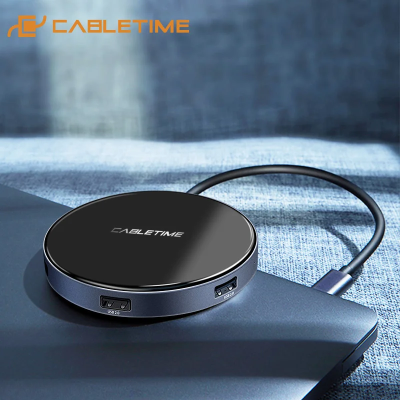 CABLETIME Новый USB C концентратор к 3 0 HDMI RJ45 беспроводной зарядный адаптер Type c для MacBook