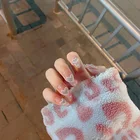 EUSCI 24 шт., маленькие красные матовые накладные ногти с украшением в виде банта для девушек, летнее украшение для рук