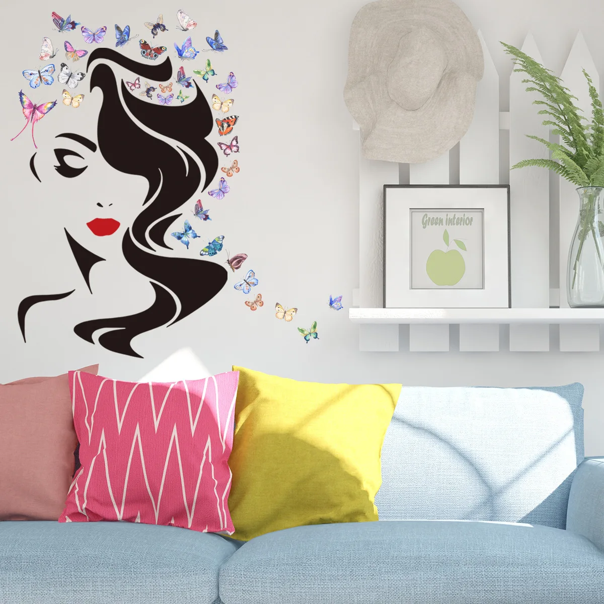 

Creative Letter Color Butterfly Graffiti Wall Sticker Living Room Bedroom 3d Background Home Decoration Wall Sticker