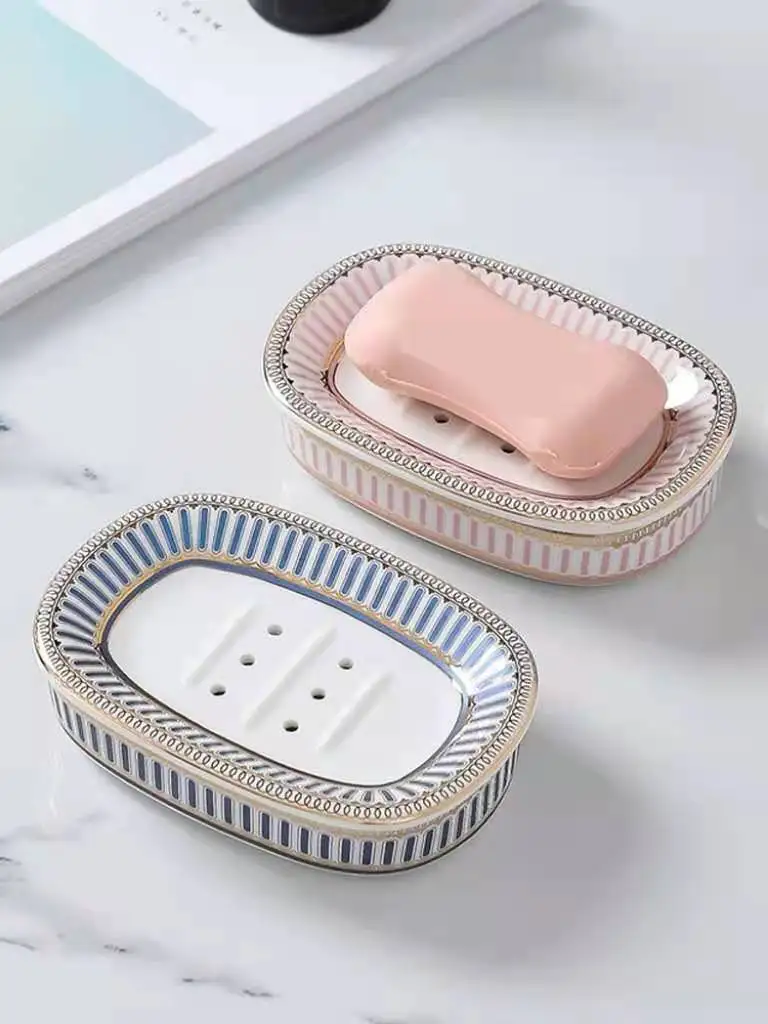 

Nordic Style Ceramic Dish Toilet Drain Box Household Light Luxury Soap Tray