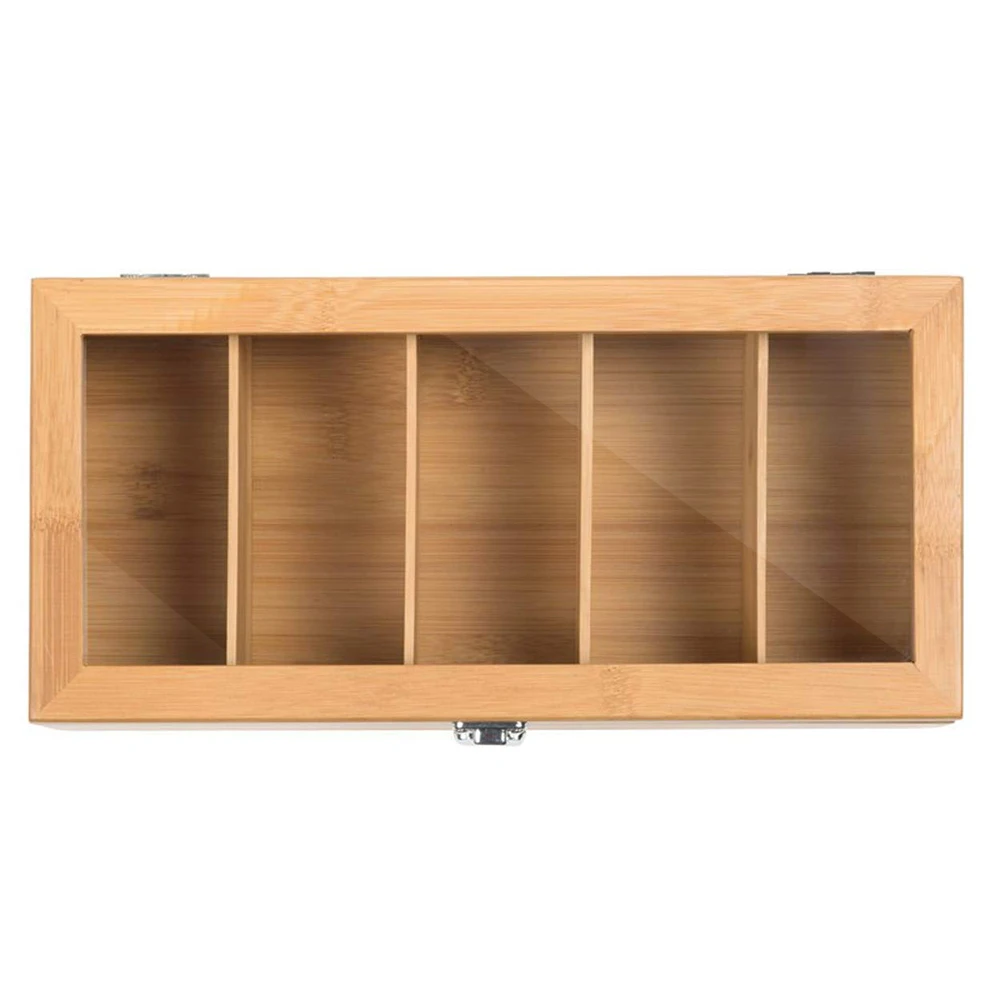 Бамбуковая система с 5 отделениями коробка для хранения чайных пакетиков