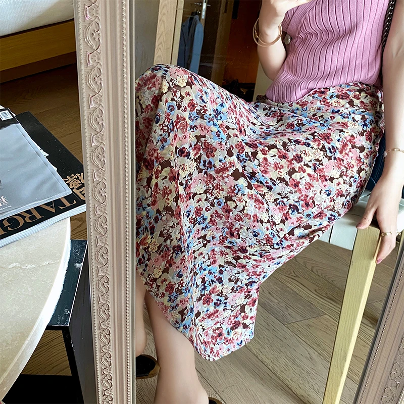 MISHOW 2020 новые весенние юбки женские модные свободные тонкие до середины икры с