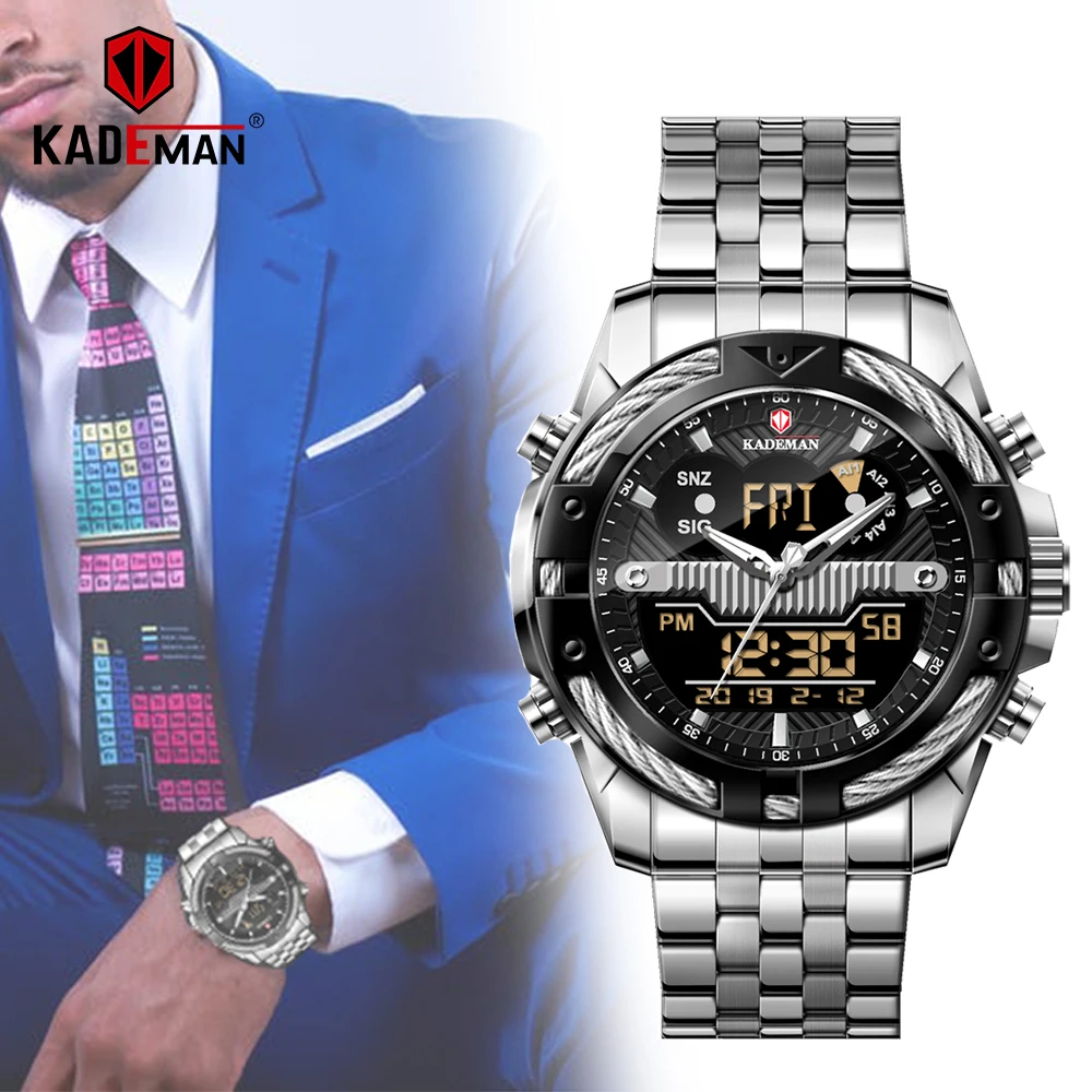 

KADEMAN Relogio Masculino Watch Men Fashion Sport Stainless Steel Case Top Luxury Band Quartz Business Wristwatch Reloj Hombre