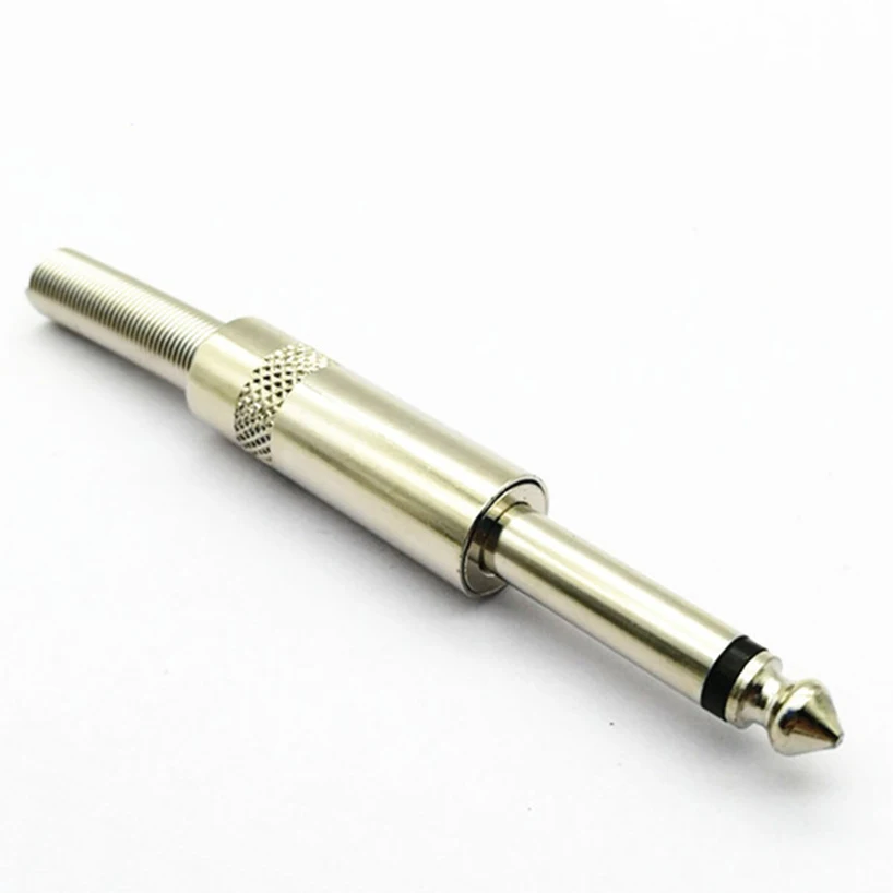 

6.35mm Mono 2Pole Audio Connector 6.35mm 1/4 inch Mono Male Plug Soldering Microphone Amplifier Connector with Protection Spring
