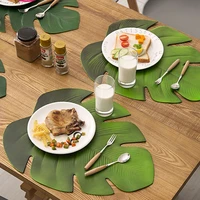 2 pieces tablecloth sheet leaf shape eva insulation mat simulation tropical palm pad table kitchen accessories