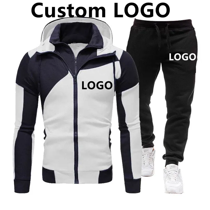 

Autumn and winter new men's casual sportswear 2-piece suit + zipper pants Hu Di cardigan streetwear M-3XL