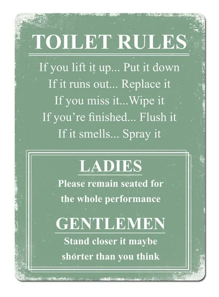 

Toilet Rules Green Tin Sign art wall decoration,