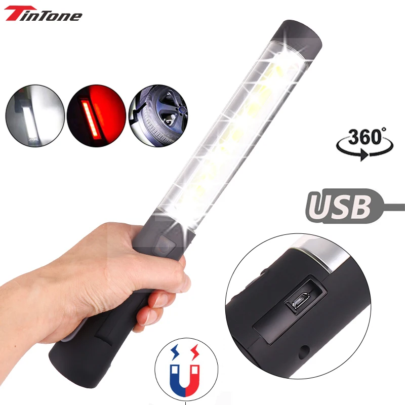 

8000LM LED Work Light Rechargeable with Magnetic Base 360 Rotate Modes Bright Flashlight Inspection