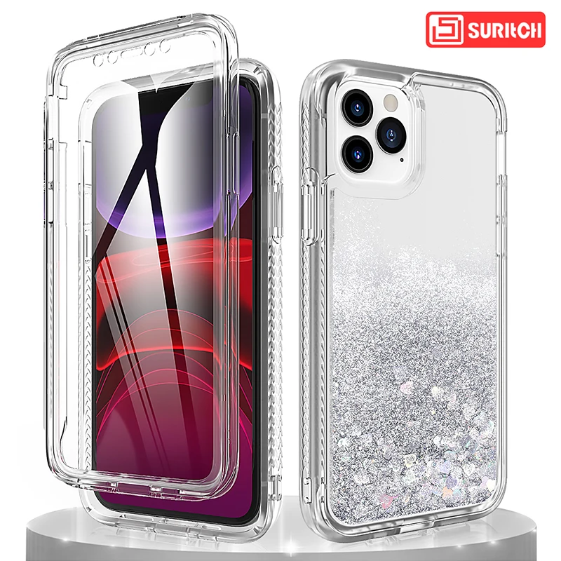 

Heavy Duty Protect Quicksand Armer Case For iPhone X Xs Max Case For iPhone 8 7 Plus XR Cover Built-in Film Glitter Hard Liquid