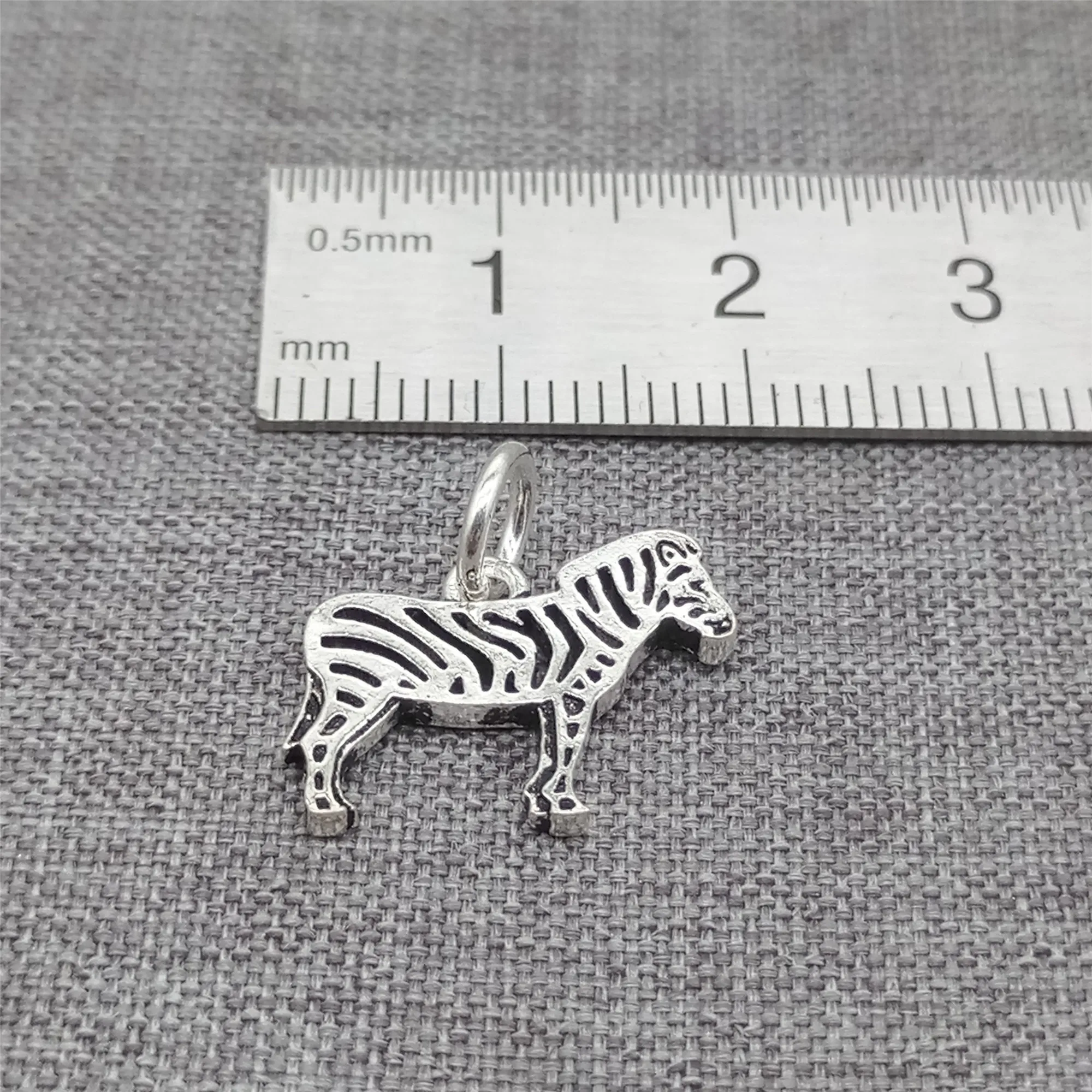 

4 Pieces 925 Sterling Silver Zebra Charms Zoo Animal Small Pendants for Necklace