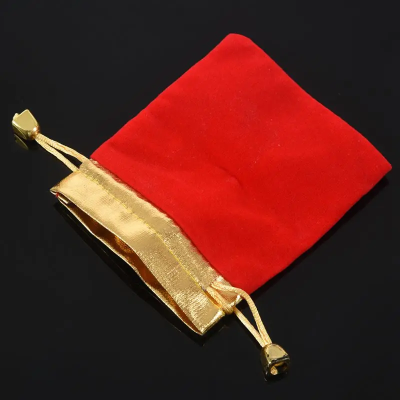 

Exquisite Velvet Small Drawstring Pouches Wedding Gift Bags,Red and Gold