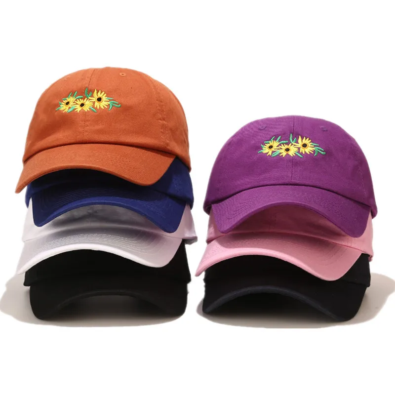 

LDSLYJR 2021 Cotton Three Flowers Embroidery Casquette Baseball Cap Adjustable Snapback Hats for Men and Women 120