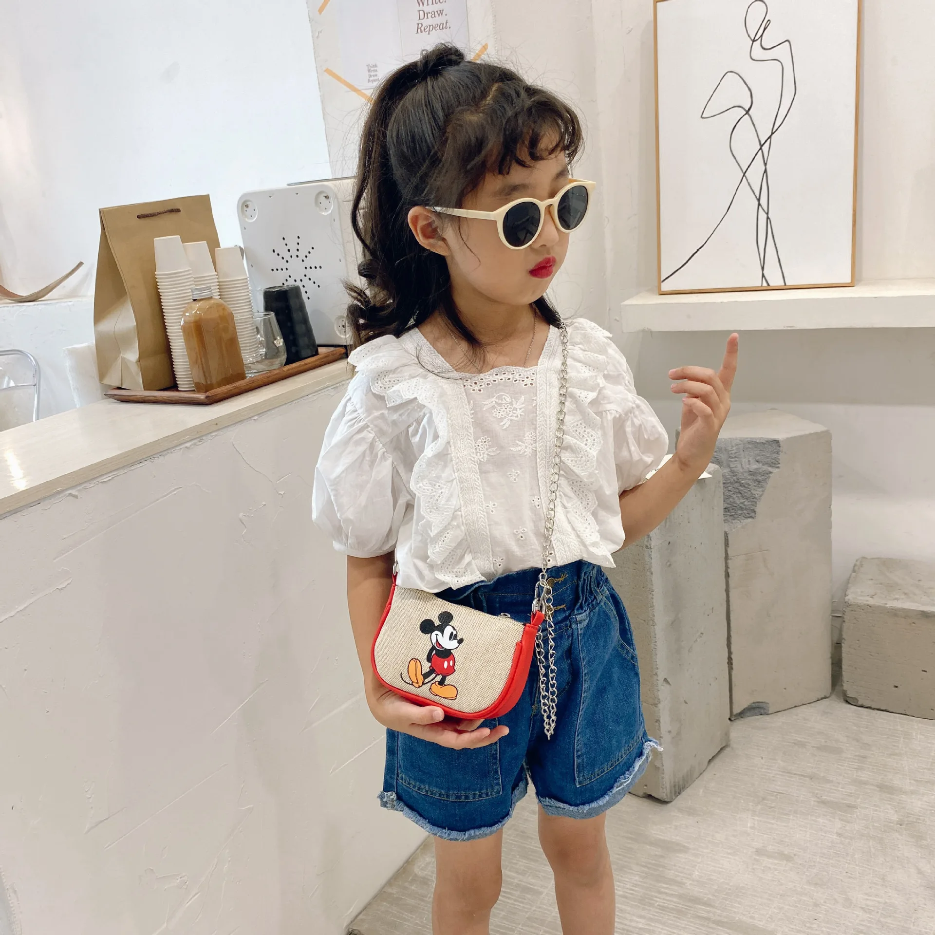 Детская сумка Disney 2020 летняя мультяшная милая через плечо из хлопка и льна