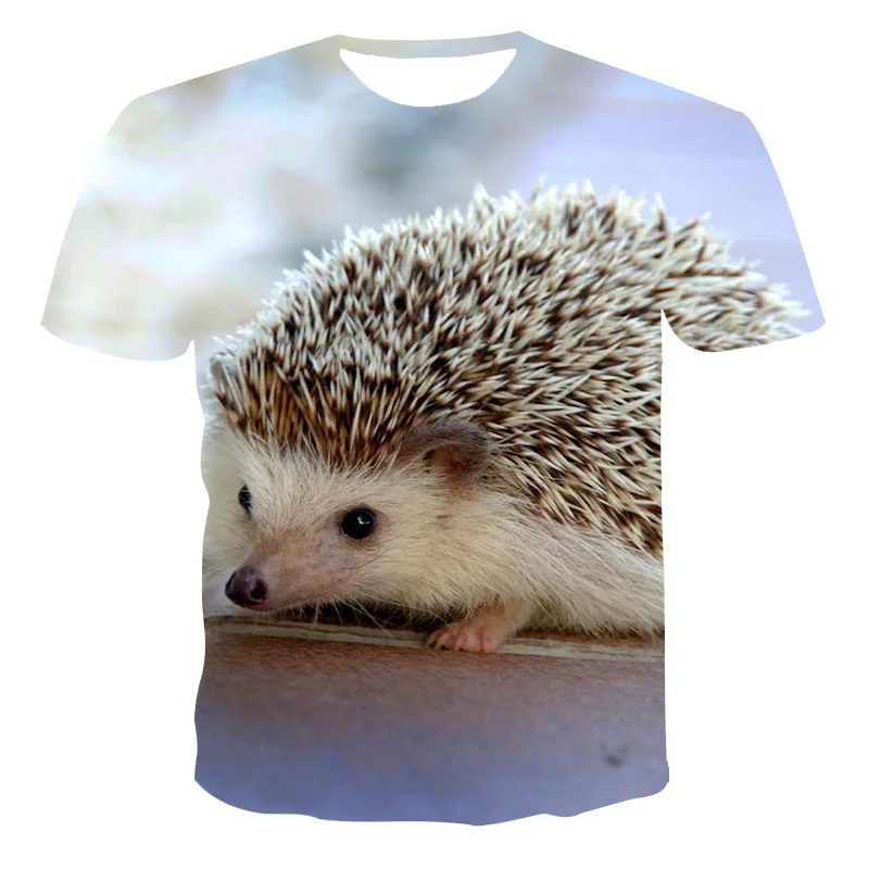 

2021 summer new round neck animal 3D printing polyester loose and comfortable casual funny short-sleeved T-shirt