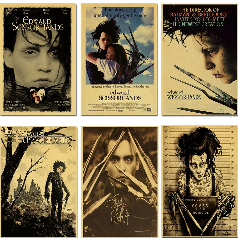 Классический фильм Эдвард Руки ретро постер винтажный постер на стену Декор для дома, ручной стержень, для кафе, для украшения квартиры