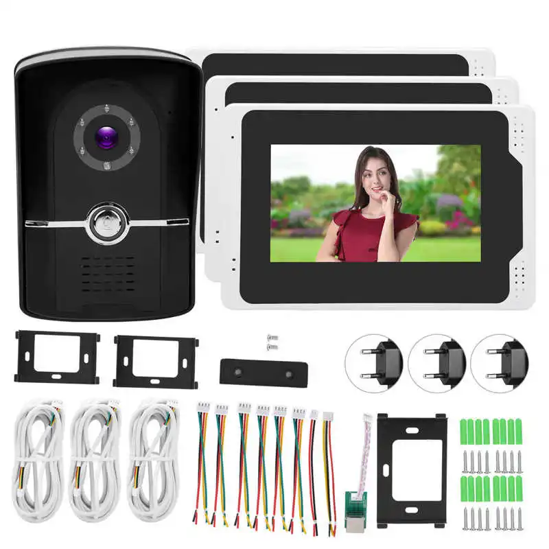 Wifi видео домофон 1080P HD 7 дюймов TFT ЖК дисплей 3 Монитора удаленный мониторинг 110