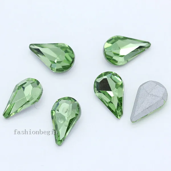 lt green 30p 5x8 мм каплевидный цвет точка фольгированный назад стеклянный модный Камень Кристалл Стразы капелька дизайн ногтей украшения ювелирных изделий - Цвет: lt green