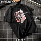 Футболка мужская с японским аниме атака на Титанов, хлопковая тенниска в стиле Харадзюку, крутая майка, уличная одежда, 2021