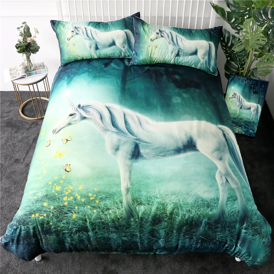 

Unicorn Bedding Set Bedroom Decor Boys Girls Kids Gift Duvet Comforter Cover 2/3 Piece Bedspread with Pillowcase