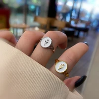 oe personalized fashion retro round mother of pearl ring 18k gold shell ring woman