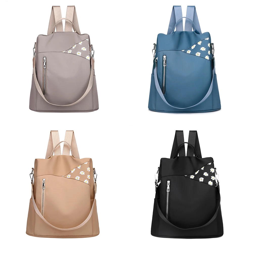 

Multifunction Large Capacity Shopping Shoulder Bags Women Daisy Printing Anti-theft Backpacks Waterproof Rucksacks