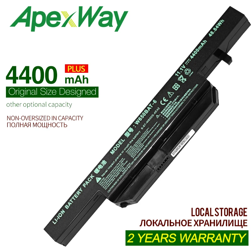 ApexWay 4400 мА/ч аккумулятор для ноутбука Clevo W650BAT 6 87 W650 4E42 K590C I3 K610C I5 G150S K650D K750D K4 K5