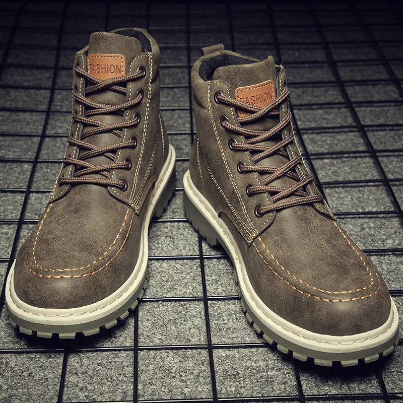 

Spring Autumn Low Cut British Men's Boots Height Increasing Anti Odor Shoes Motorcycle Boots Work Shoes Men Casual Martin Boots