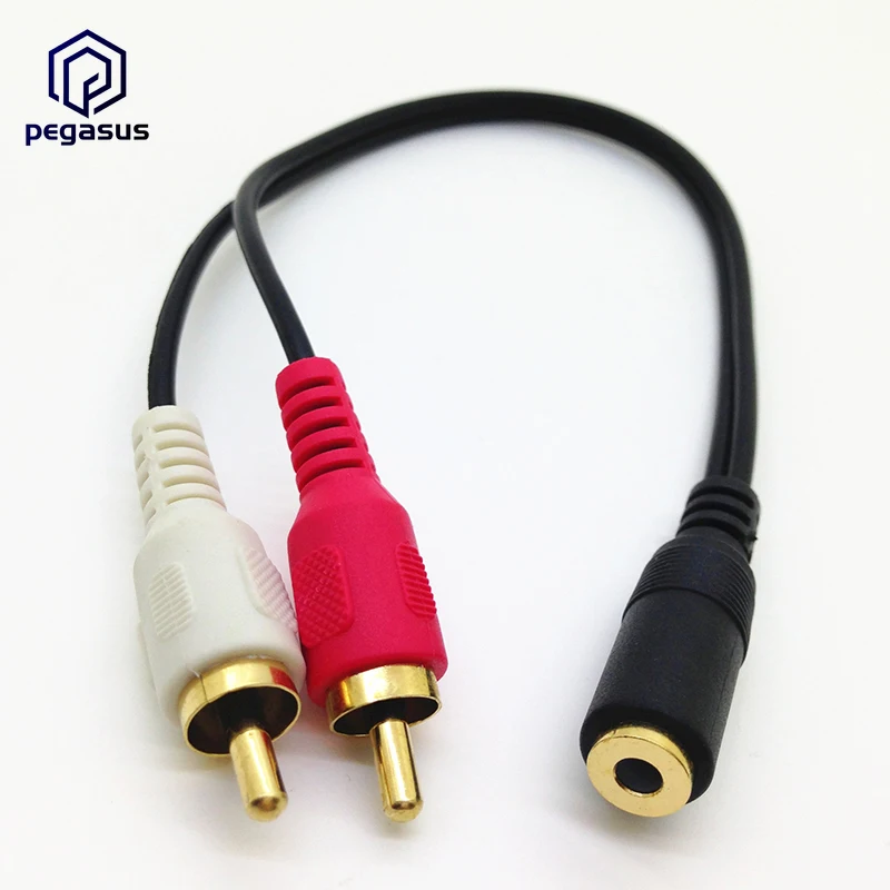 Позолоченные разъемы 25 см DC 3 5 мм разъем мама к 2RCA папа кабель | Электроника