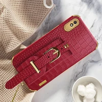 luxury crocodile pattern leather case for xiaomi redmi 9 9a poco m2 cover plating shockproof stand with strap funda capa