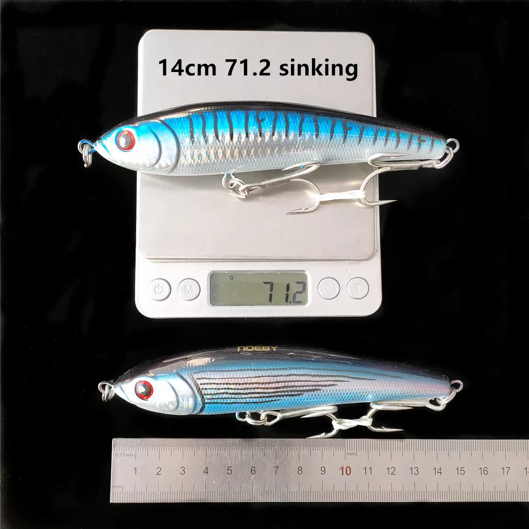 

Noeby 4pcs 14cm 70g sinking pencil lure stickbaits Leurr sea fishing seabass blue fish swimming hard bait lures