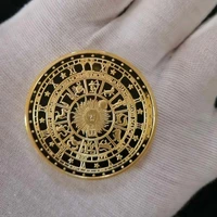 gold plated sun moon divination coin lucky constellation collection art
