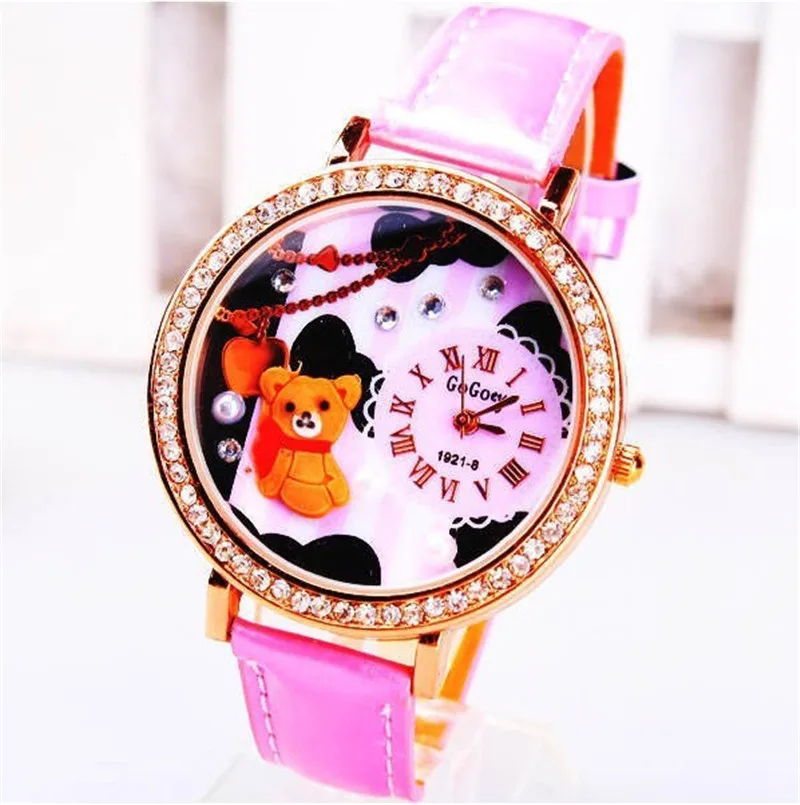 2020 Women Watches Fashion Bear Handmade POLYMER CLAY Pink Watch Femael Wristwatch Leather Relogio Feminino | Наручные часы