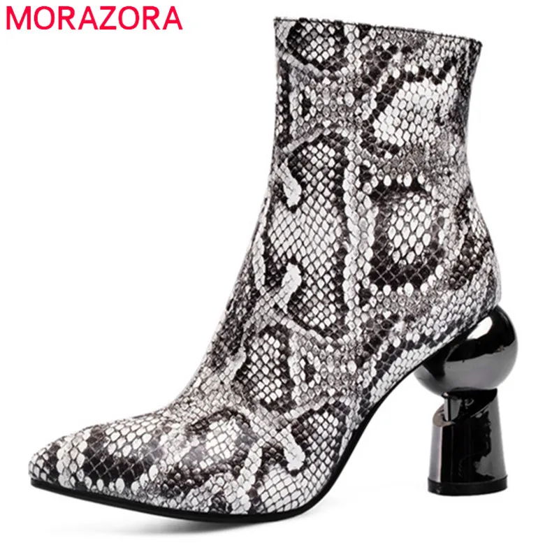 MORAZORA/2020 г. Новое поступление ботильоны женская уникальная обувь на высоком