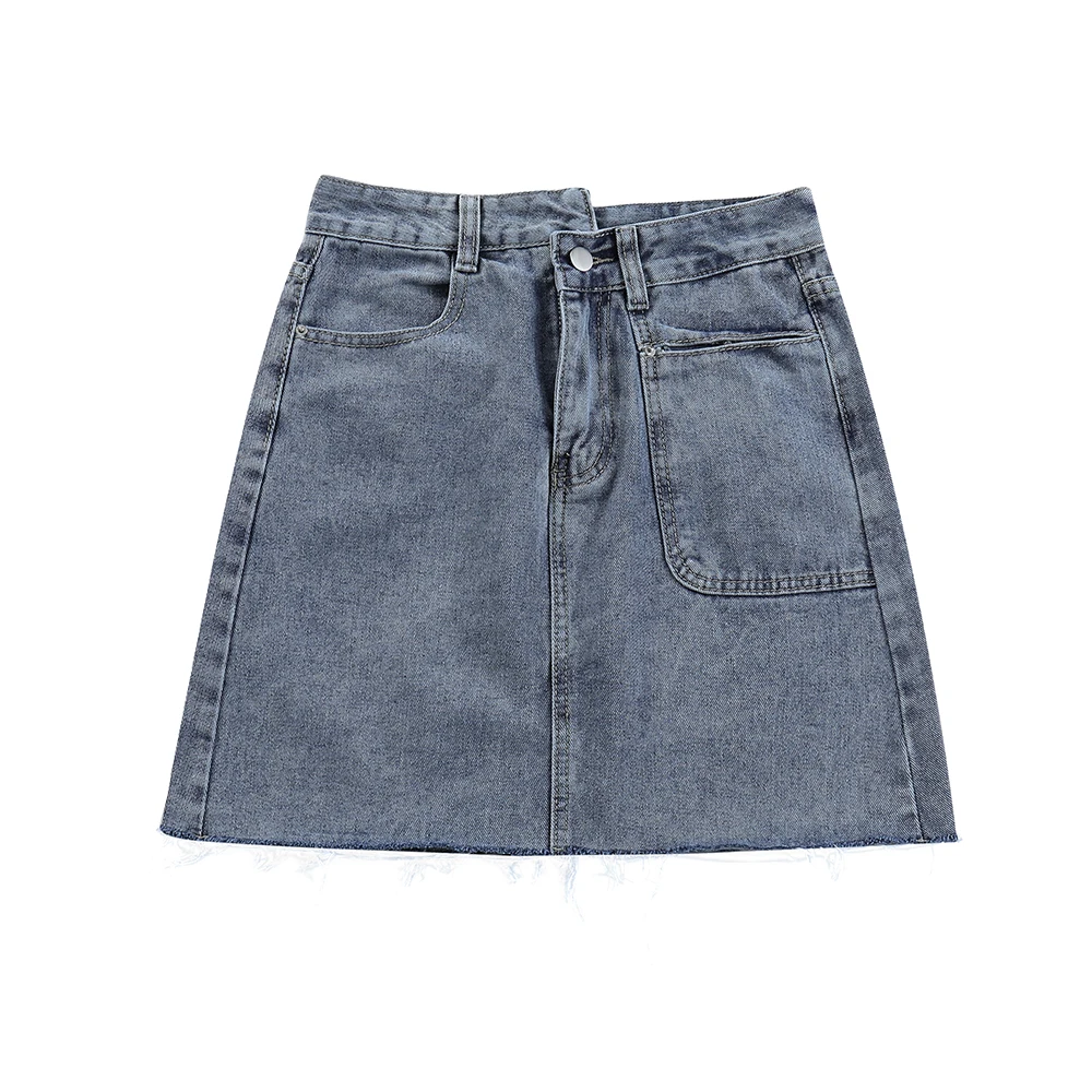 

2021 New High Waist Denim Skirt Women's Summer A- line Skirt Design Short Skirt Hong Kong Style Retro a Skirt Fashion