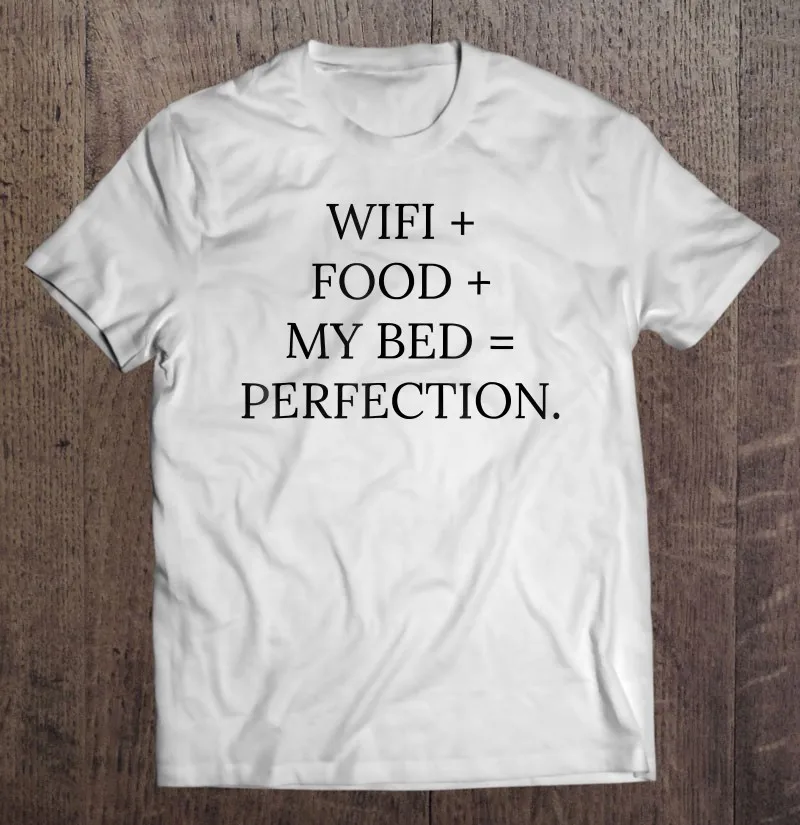 Мужская футболка с Wi Fi в готическом стиле надписью еда + моя кровать =