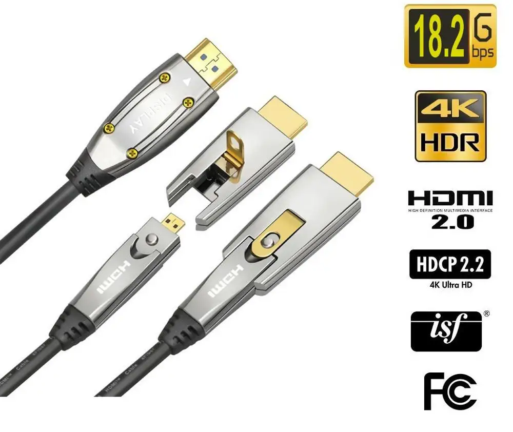 Оптоволоконный кабель AOC HDMI 20 м 18 Гбит/с высокоскоростной 4K 60 Гц с маленькими и